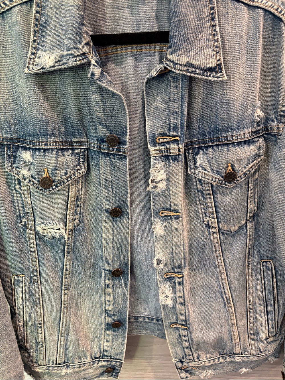 ABLE distressed denim jacket- size L - Picture 2 of 4